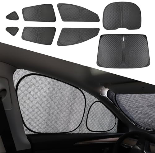 EVFITUS 8PCS Upgraded for Tesla Model Y Window Shade Covers Thicker 5-Layer Material Sun Darker Windshield Sunshade Side Window Privacy Shade for Tesla Model Y Accessories 2024 2023 2022 2021 2020