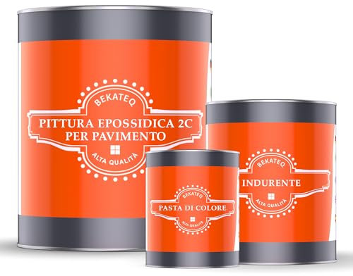BEKATEQ 2C Resina epossidica 1kg Grigio cemento I Pittura per pavimenti industriali, garage, officine I Vernice per calcestruzzo a basso odore, rivestimento per pavimenti interni e esterni BE-702