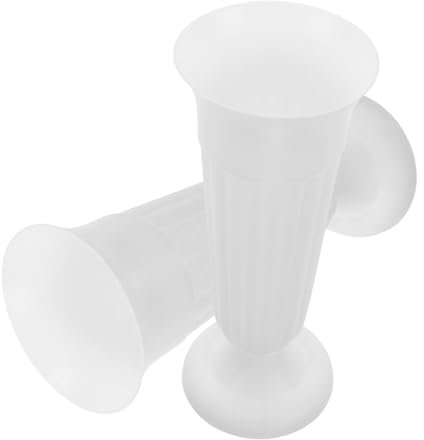HEMOTON Lot De 2 Pots De Fleurs De Style Romain pour Tombe, Vases Funéraires Blancs Base Stable en Plastique, Décoration Commémorative Extérieure pour Cimetière