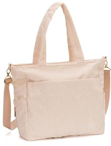 Fillikid Wickeltasche Cord Exclusiv| Baby Windeltasche Mom Bag | Inkl. Wickelauflage, Thermotasche, viele Fächer, Schultergurt & Haken für Kinderwagen | Wickel Organizer ab Geburt & Kliniktasche