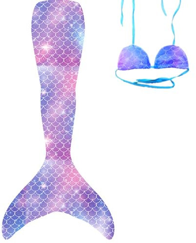 Generisch Badeanzug Mädchen Bikini-Badeanzug zum Schwimmen für Kinder Sommer Meerjungfrau Flosse 3 Teilig Monoflosse Badebekleidung Bikini Ideal Pool und Meer