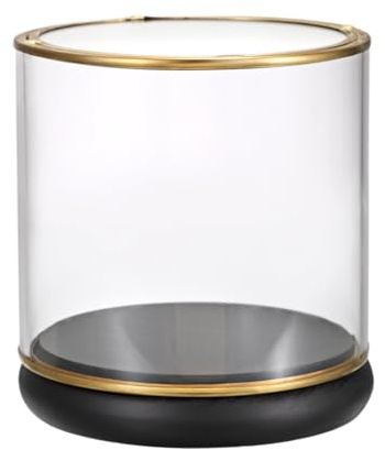SUMNACON Clear Glass Display Case Showcase with Black Base, 10*10.3cm