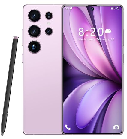 Telefoni Cellulari S24 Ultra 5G, Smartphone Android 14.0, Telefono Cellulare Con Fotocamera Da 7,3 Pollici, 16GB RAM 1TB ROM, 8000 MAh, 72 MP 108 MP, Doppia SIM Gratuita Sbloccata,Pink-7.3 Inch