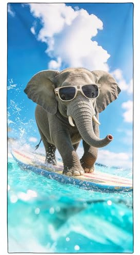 Zomer Strandtuch 180x90cm XXL Badetuch mit Meerestiere, Strandhandtuch Groß Mikrofaser Schnelltrocknend Leicht Sandfrei Handtuch für Damen Herren Reise Urlaub Camping Schwimmen Sauna Travel (Elefant)