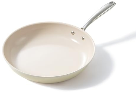 Redchef Pfanne Induktion 28cm, Antihaft Beschichtung Keramikbeschichtung Bratpfannen, Antihaft-Pfannen mit Edelstahlgriff, PFOA-frei PFAS-frei PTFE-frei, Backofenfest, (Beige)