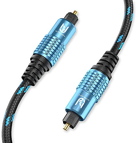 Ultra HDTV Cable Premium Toslink: cable de audio óptico de 3 metros, cable digital con protección contra dobleces, cubierta de nylon, alivio de tensión y enchufes completamente metálicos
