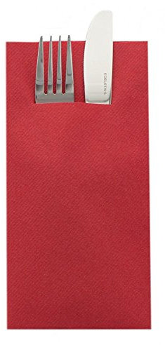 Sovie HOME Besteckserviette in ROT aus Linclass Airlaid, 40 x 40cm, 1/8 Falz, 12 Stück, elegante Airlaid-Servietten mit Bestecktasche für festliche Tischdeko