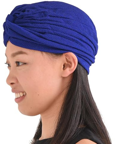 CHARM Krepp Twist Turban Unisex - Boho Kopftuch Arabische Sikh Kostüm Festival Navy