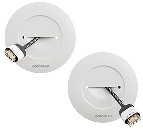 Echogear in-Wall Cable Management Kit - Cable Hider Conceals Low Voltage Cords - Includes 2 Pass Through Grommets, Locking Brackets, and Hole Saw Drill Attachment