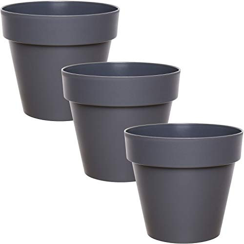 idea-station IBI macetas plastico 3 x 14 cm - Antracita - maceteros Decorativos Interior - jardineras Exterior