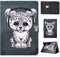 Bspring Hülle Kompatibel mit ipad Air 2/Air 1/ipad 9.7 Zoll 2017/2018(5./6.Generation), PU Leder Schutzhülle Case Cover mit Standfunktion,Musik-Leopard
