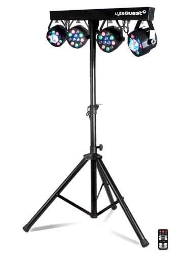 LyteQuest X-Performer BAR - Pack de jeux de lumières Portique avec 4 PAR Incandescents Noir Métal, Verre - 18 programmes - +Tél