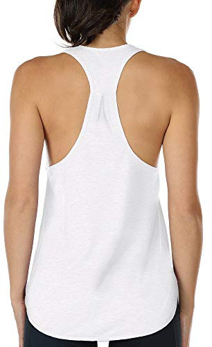 icyzone Yoga Sport Tank Top Damen Racerback Lauftop Fitness Running Shirt Oberteile (S, White)