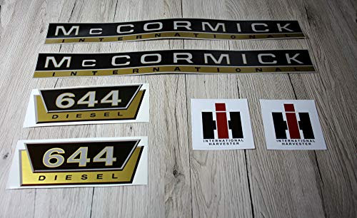 IHC MC CORMICK Aufkleber 644 Gold Traktor Emblem Sticker Label Set