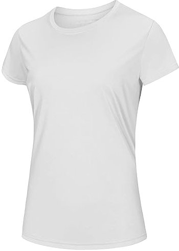 MAGCOMSEN Ladies Summer Quick Dry T-Shirt Short Sleeve Workout Running Gym Tops Lightweight Breathable Shirts White