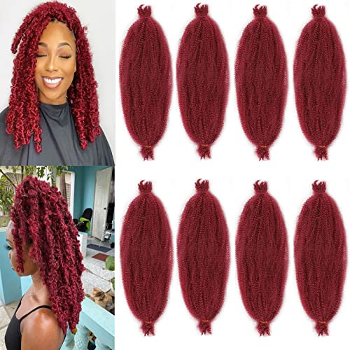 Xtrend 12 Inch Short Soft Pre-Separated Springy Afro Twist Hair 8 Packs Wine Red Spring Twist for Distressed Soft Faux Locs Synthetic Crochet Braiding Hair Marley Twist Hair Extension for Women BUG#…