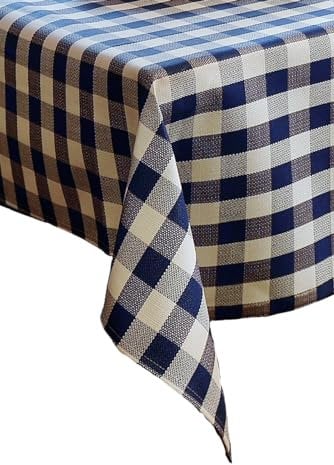texpot Tischdecke 140 x 140 cm blau-weiß kariert aus Baumwolle 2 cm Karo