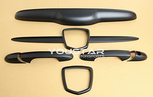 NO 500 LOGO Compatible with FIAT ABARTH NEW MATT BLACK COMBO BADGE HANDLE COVER Compatible with TRIM SET 595 695