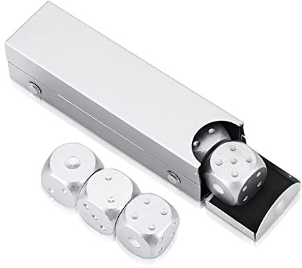 5 uds aleación de Aluminio precisión Dados de aleación de Aluminio Juego de Dados de Metal sólido Juego de Mesa Dados Juego de póquer con Caja de Almacenamiento(Caja Plateada Rectangular)