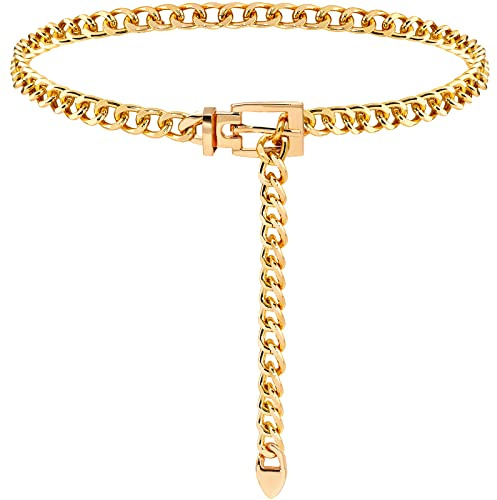 DTWAWA Chain Belt for Women Alloy Chunky Wasit Chain Adjustable Punk Link Belly Body Chain for Jeans Dresses