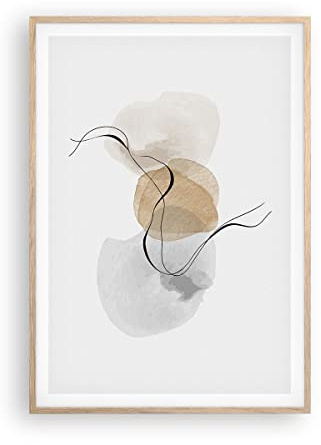 ARTTOR Poster Wandbild Kunstdruck 70x100cm Abstrakt Pastell - 4827 - P2N | Aquarell Minimalistisch Vertikal mit hellem Eichenrahmen Wohnzimmer Schlafzimmer Küche Büro Wanddeko Kunstposter ARTTOR