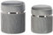Beliani Pouf mit Stauraum rund Samtstoff hellgrau 2er Set Sitzhocker Glamour Camdenton