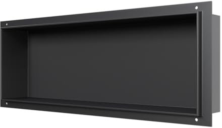 BERNSTEIN® Wandnische aus Edelstahl BS206010 randlos – 60 x 20 x 10 cm – Duschablage für Bad-Utensilien – flexibler Einbau - befliesbare Duschnische in der Farbe Schwarz
