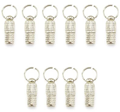 QWORK Lot de 10 étiquettes d'identification pour animal domestique - Tube pour collier de chien et chat - Argenté