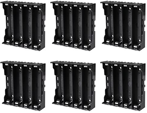 6 soportes para batería 18650, 4 ranuras x 3,7 V, caja de almacenamiento de batería 18650, en paralelo de plástico negro, caja de clip con pin para proyectos de PCB de circuito en paralelo o serie
