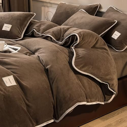 MAHPKYZ BettwäSche 155x220,4 Teilig Flauschig Coral Fleece Microfaser WinterbettwäSche Set,Winter PlüSch BettwäSche Set 135x200,4-Teilig Bettbezug,Geschenke FüR Frauen,G,200 * 230cm(4pcs)