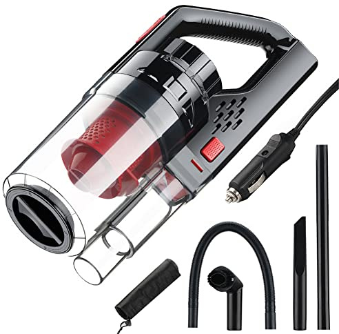 Auto Staubsauger 6000PA 12V 150W Handstaubsauger Staubsauger mit Kabel Nass oder Trocken Lärmminderung Handsauger mit HEPA Filter Super Saugkraf für Auto/Haus/Büro/Tierhaare grau