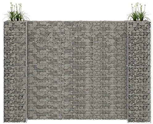 WIFESE Panier à gabions en forme de H - 260 x 40 x 180 cm - Mur de gabion - Panier à gabions surélevé - Poteaux de gabions - Clôture en pierre - Colonne de gabion - Fil d'acier