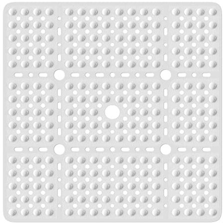 XIYUNTE Large Square Shower Mat Non Slip Anti Mould - 70x70cm Extra Large Non Slip Shower Mats for Inside Shower, Anti Slip Shower Mat for Elderly, Large Shower Tray Mat, Machine Washable, White