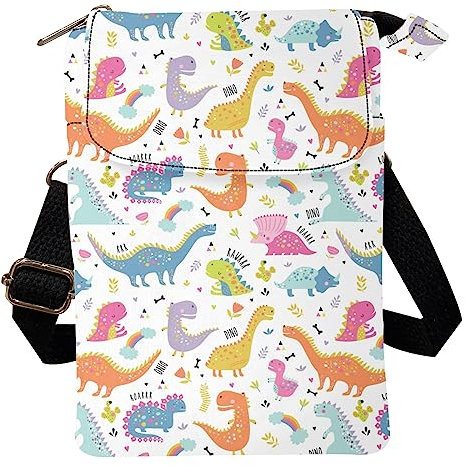 Kuiaobaty Kleine Schultertasche für Damen und Mädchen, Hundepfoten, Kuhdruck, Mandala-Blumen, Reißverschluss, Schultertasche, leichte Umhängetasche, Kawaii Dino