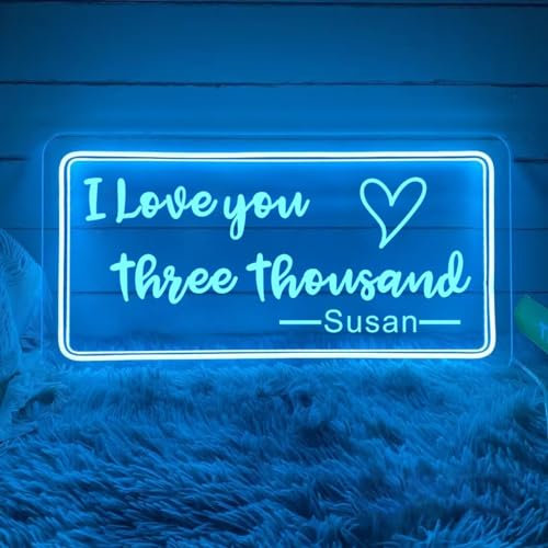 I Love You 3000 Neon Sign, Valentine Day Neon Sign, Wall Decor for Home Room, Engrave Neon Sign for Bedroom, LED Night Light Personalized Gifts Custom Couples Neon Sign
