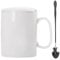 KOPYFANTAP Große Tasse 1000ml, Riesen Keramik Kaffeetasse mit Deckel und Löffel, Jumbo Becher mit Großem Griff für Büro und Zuhause, Spülmaschinenfest, Weiß