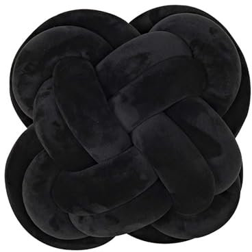 PTKG Knotenkissen,Weiche Knoten-Ballkissen,Weiche Geknotetes Kissen,Kissen Knoten Ball Kissen Dekor Bett Zimmer,Knotenkissen Wurfkissen,Schwarz,30cm
