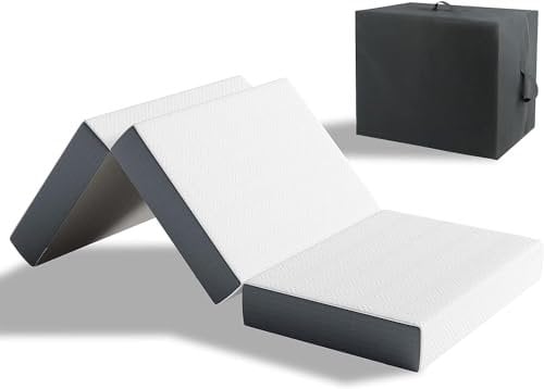 Vesgantti Klappmatratze Gästematratze 75x195x15 cm 3-teilige Gel Schaumstoff Faltbare Matratze für Gästebett Reisebett Platzsparend Öko-Tex Zertifiziert