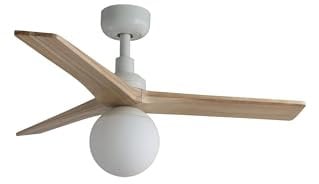 FARO BARCELONA 34281-11L - KLIM S Ventilador blanco/madera roble DE E27