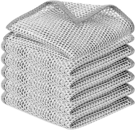 Hariendny 6 Stück Doppelschichtige Draht Geschirrspüllappen Mehrzweck Mesh Draht Dishwashing Rags Multifunctional Wire Dishcloth Wiederverwendbar Wire Putzlappen für Küche, Nass und Trocken
