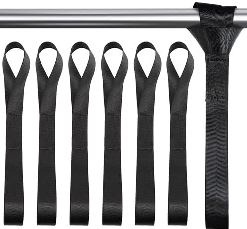 GIONAR 6 passanti, cinghie di tensione, cinghie di tensione, robuste cinghie di tensione, cinghie di trasporto, cintura di sicurezza del carico, 2,5 cm x 30 cm, per auto, campeggio, sospensione (nero)