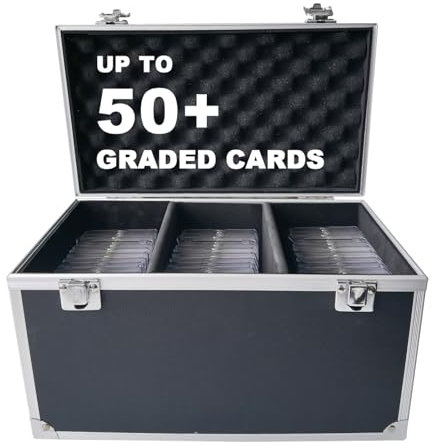 Dermonem Custodia per carte graduata in alluminio a 3 file antipolvere - Scatola porta carte sicura per sport certificati PSA/BGS/CGC, carte da baseball (carte non incluse)