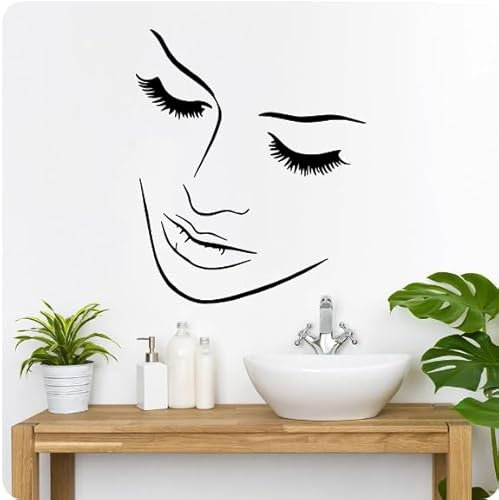 Wandaufkleber, Wimpern, Salon, schönes Zimmer, Wandtattoo, Dekor, schwarz, 40 cm hoch x 34 cm breit