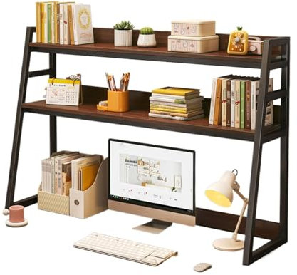 MNBVH Computer Desk Shelf For Top Of Desk 2-Tier Open Storage, Thickened Steel Frame Stable And Strong Load Bearing, Bookcase Shelf Unit, For Home Dorm Office Supplies(Color:A)