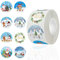 NJCXOLA Rollo de pegatinas navideñas 500 piezas, pegatinas adhesivas de decoración navideña de 1 pulgada, 8 diseños, etiquetas redondas, etiquetas adhesivas navidad para bolsas de sobres