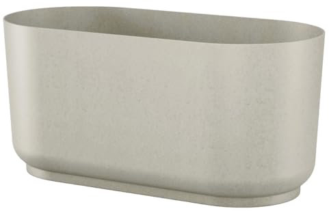 Plant Pot Trough Long Plastic Box Planter Succulent Garden Window Herb Flower Long Round (White)