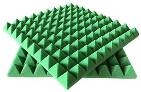 COYOUCO Schalldichte Schaumstoffplatten mit Selbstklebung, 50 x 50 x 5 cm Akustikschaumplatten, schalldichte Wandpaneele, grün, 6 Stück