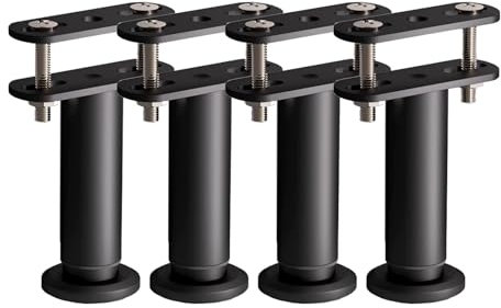 KOVNISE Lot de 4 Pieds de Support de Lit Réglables en Hauteur avec Languettes de Liaison pour Cadre de lit/Lattes Centrales/Meubles Lattes de Support en Métal Robuste (120mm-180mm)