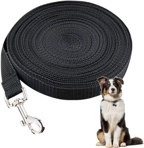 Correa Perro Adiestramiento, 10M Correa Perro Larga, Correas Adiestramiento para Perros Nylon Larga Resistente,para Perros Grande y Pequeño(Negro)