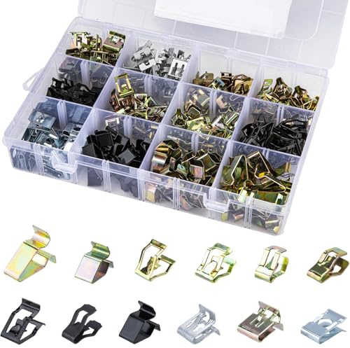 240 Stück Innenverkleidung Befestigungs Metall Clip Metall Verkleidung Panel Federclip Auto Front Konsole Dash Clip Kofferraum Verkleidung Befestigungs Klammern Mit Kastensatz für Allen Autos